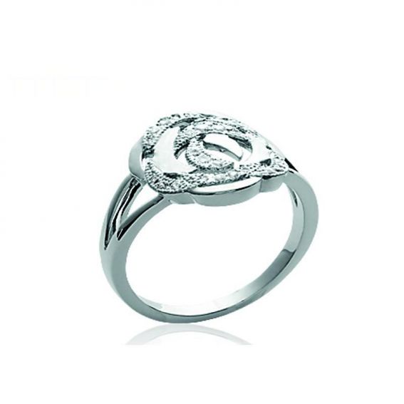 Bijou argent/plaqué or Silver flower ring 925 rhodium zirconium