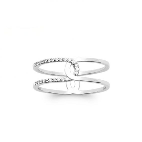 Bijou argent/plaqué or Bague ovale avec pierres argent 925 rhodié zirconium