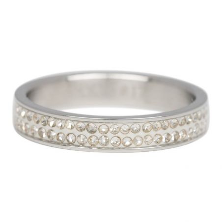 Anneau recouvrant double zircons iXXXi argenté 4mm, bague, bijou iXXXi