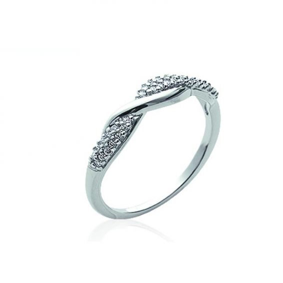 Bijou argent/plaqué or Twisted ring with 925 silver stones rhodium zirconium