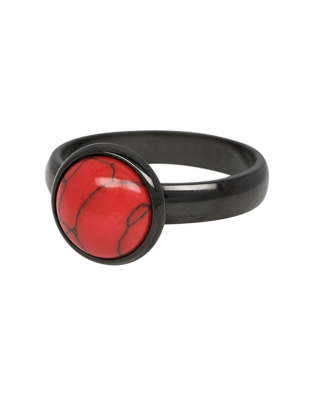iXXXi - Solitaire gemarmerde rode steen 12mm zwart iXXXi