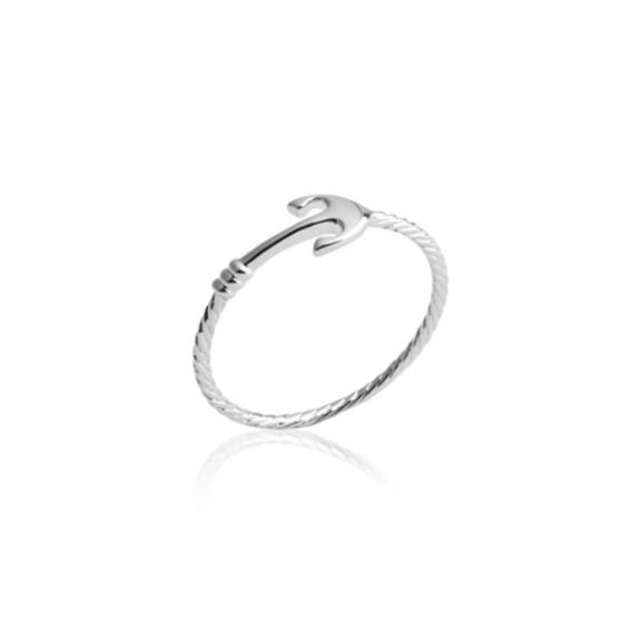 Bague ancre argent 925 rhodié