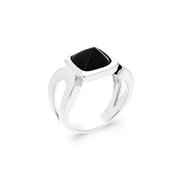 Bijou argent/plaqué or 925 rhodium Silver Ring Agate Black