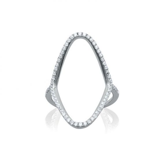 Bijou argent/plaqué or Oval ring stones crystal silver 925 rhodium zirconium