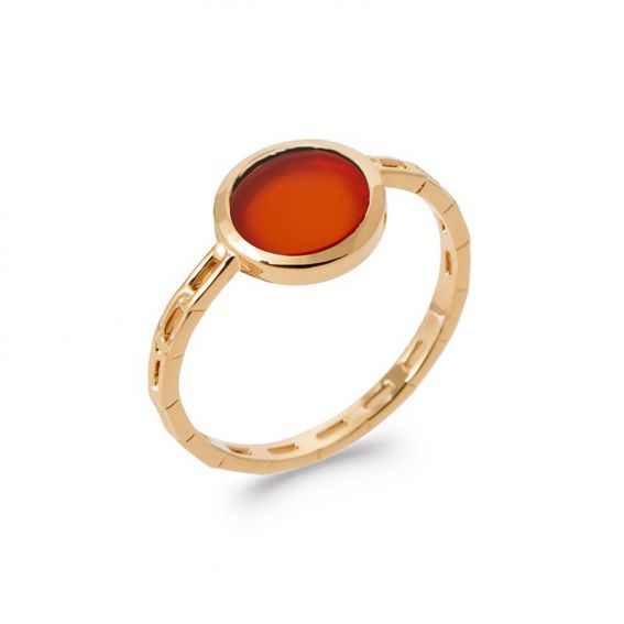 Red 18k agate gold tied ring