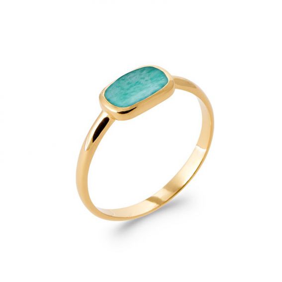 Bijou argent/plaqué or 18K Amazonite gold plated ring