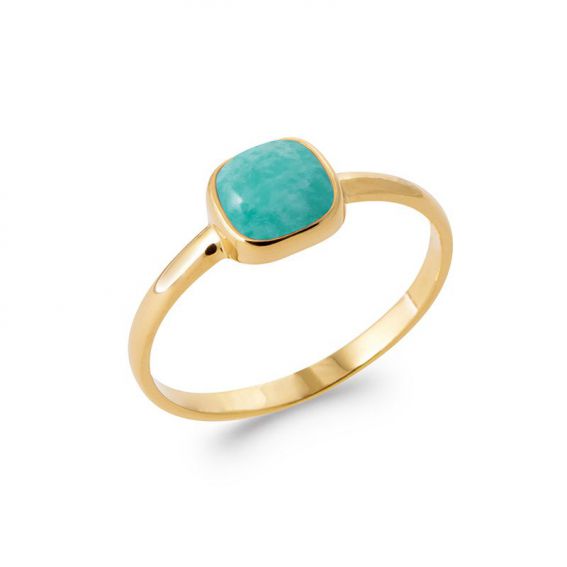 Bijou argent/plaqué or 18K Amazonite gold plated ring