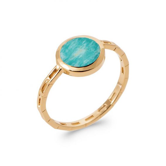 18K Amazonite gold plated ring