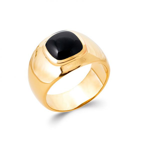 18k onyx gold plated ring