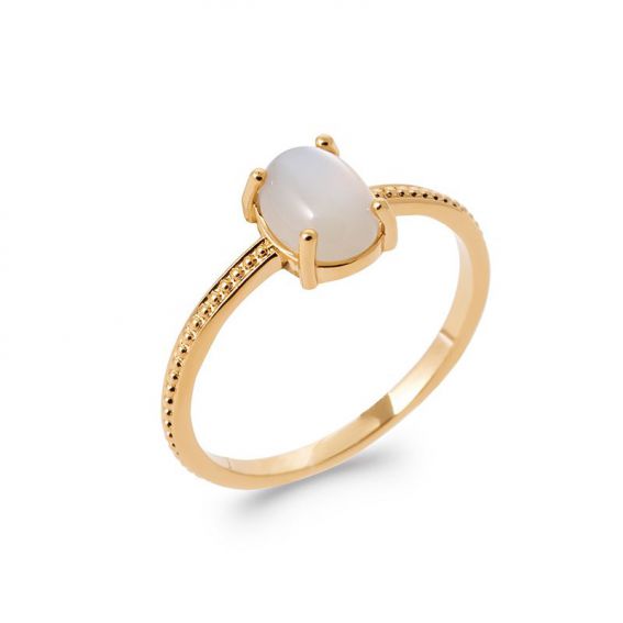 18k moon stone plated ring 18K