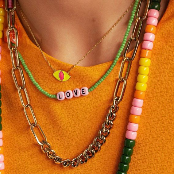 Collier Rainbow Yellow Ojo - Edition limitée - CO-175 - Bijoux et Marque Mya Bay