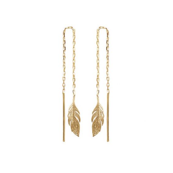 Bijou argent/plaqué or Hound earrings golden feather
