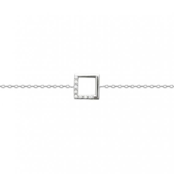 Bijou argent/plaqué or 925 silver rhodium-plated zirconium square bracelet