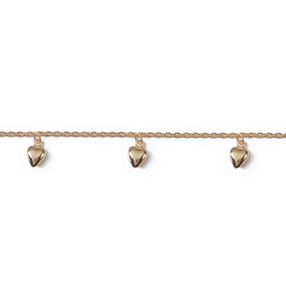 Bijou argent/plaqué or 18k gold plated heart charm bracelet