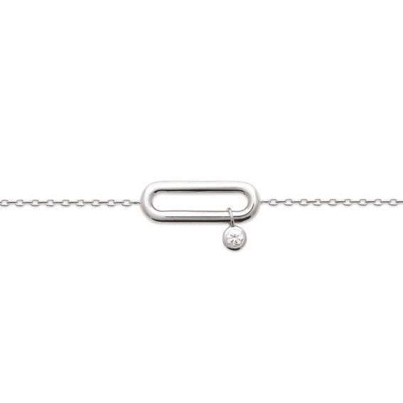 Bijou argent/plaqué or Bracelet rectangle avec solitaire argent 925 rhodié zirconium