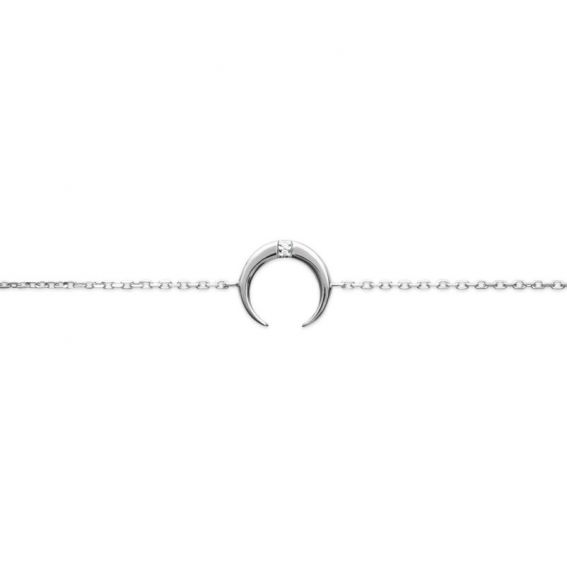 Bijou argent/plaqué or Crescent moon bracelet 925 silver rhodium-plated zirconium 