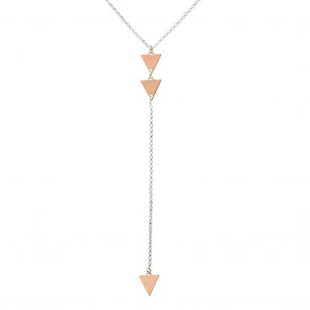 Bijou en argent - Necklace triple triangle rosé 925
