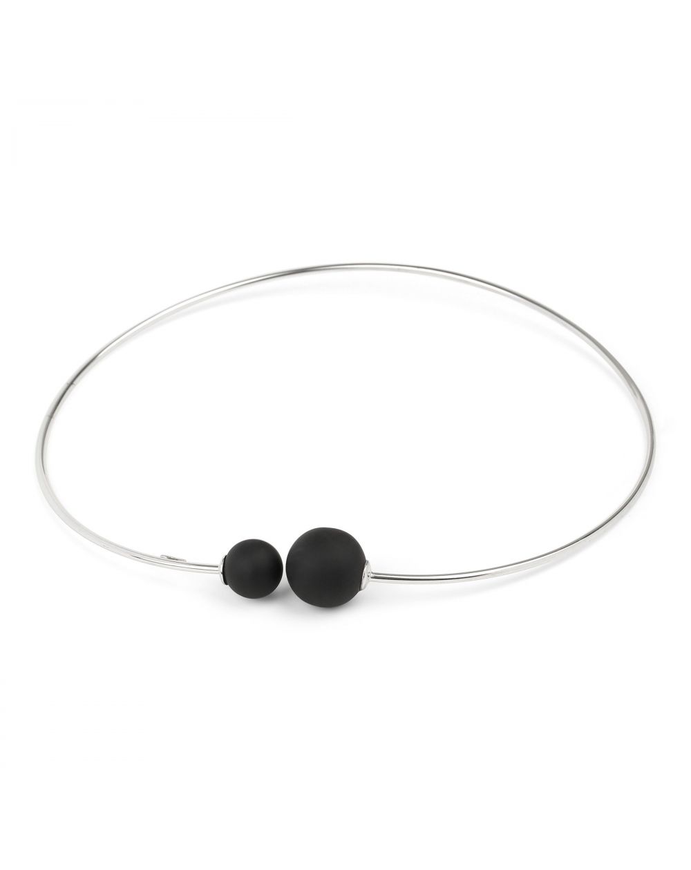 Bijou en argent - rigid collar black balls