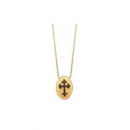 Black Madonna cross necklace 18k gold plated - Silver/Gold Jewelry
