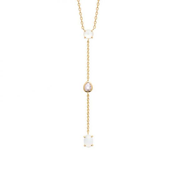 Bijou argent/plaqué or 18K Zirconium PV gold plated necklace