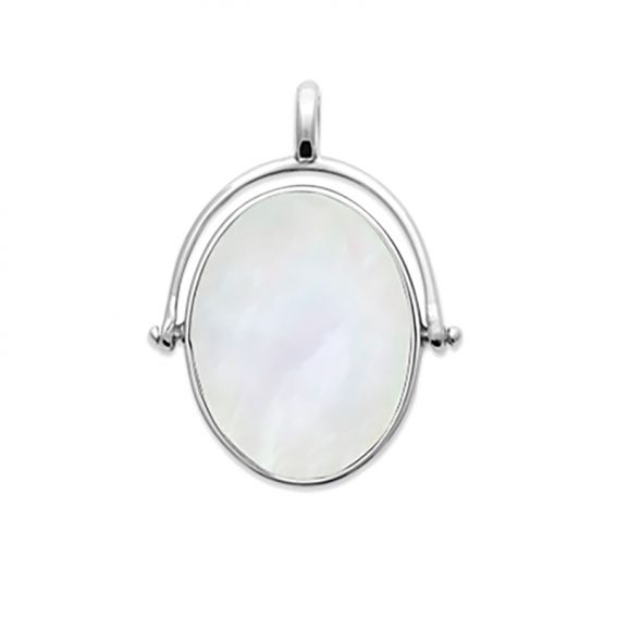 Bijou argent/plaqué or Reversible 925 rhodium-plated silver mother-of-pearl pendant