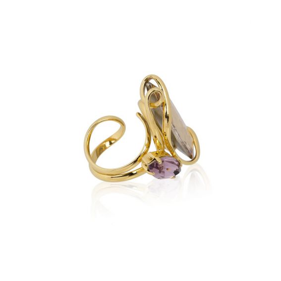 Andrea Marazzini - Bague cristal Swarovski Big Navette Golden Shadow