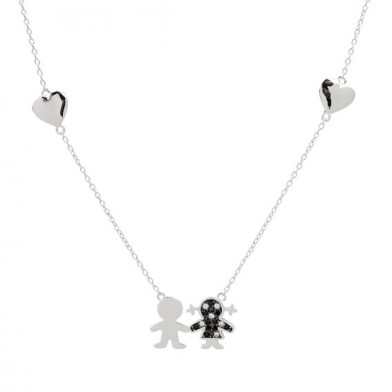Bijou en argent - Necklace love, hearts and stones silver 925