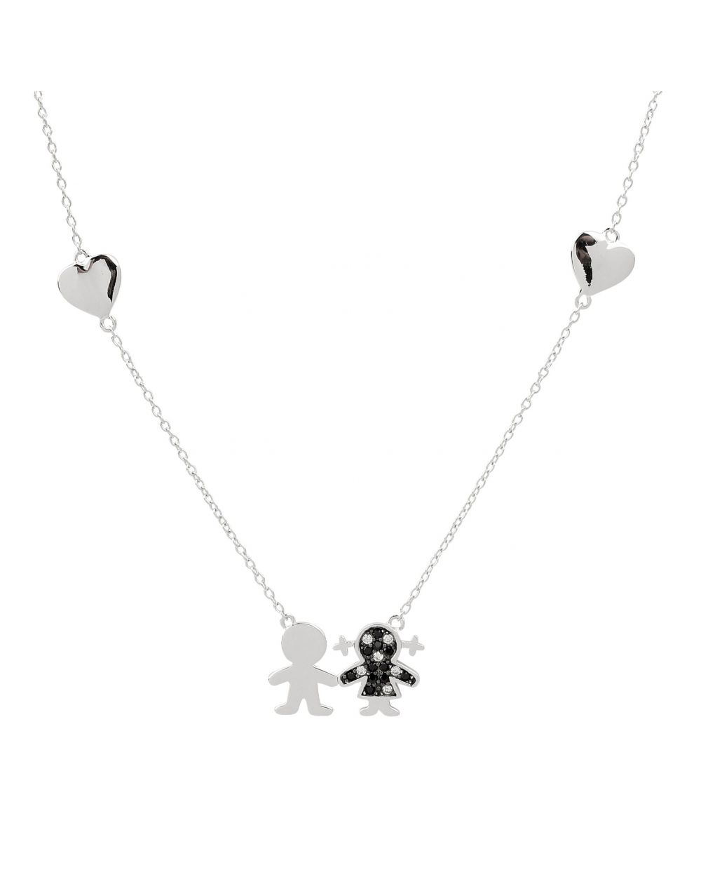 Bijou en argent - Necklace love, hearts and stones silver 925