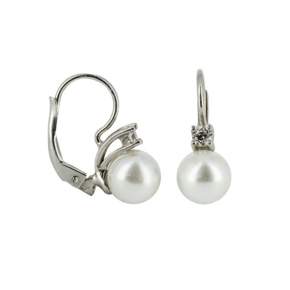 Bijou en argent - Earrings pearl and zircon