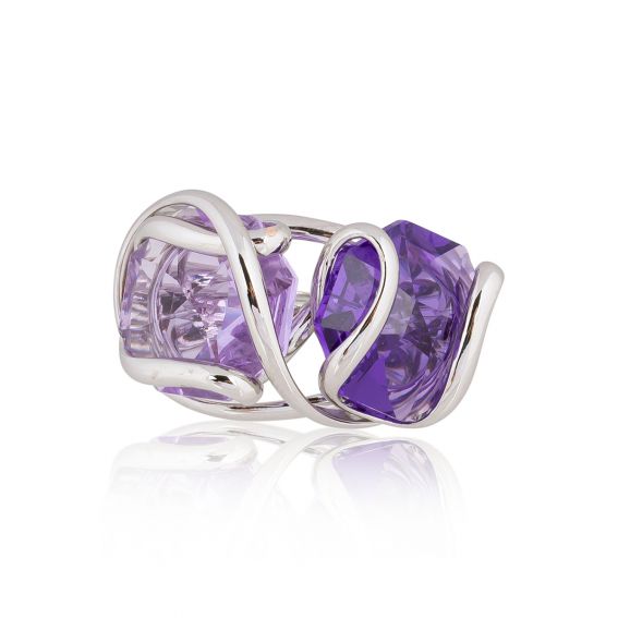 Andrea Marazzini Bague Marazzini Cristal Swarovski Octagon Lilla/Violet Double