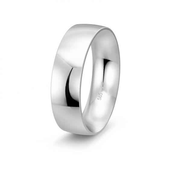 Bijoux or et personnalisé Alliance demi-bombée légère 6mm or blanc 18 carats