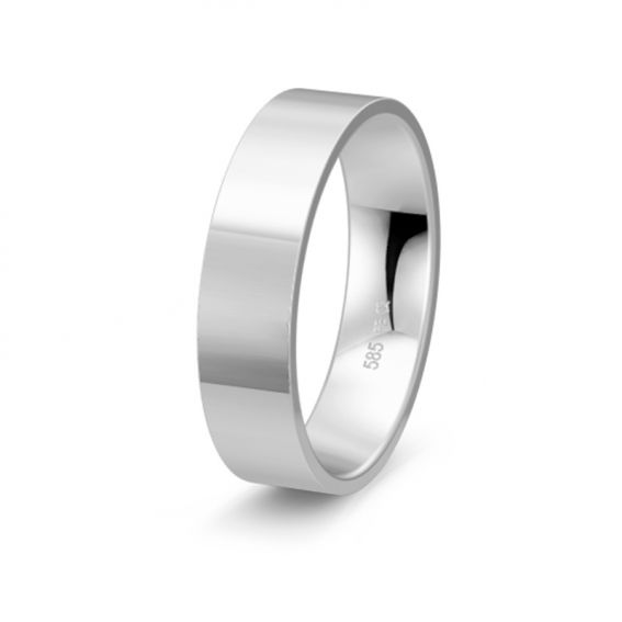 Bijoux or et personnalisé 5 mm wit goud lint alliantie 18 karaat