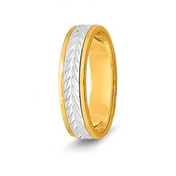 Bijou or et personnalisé Women's fancy two-tone textured wedding ring in 18-carat gold