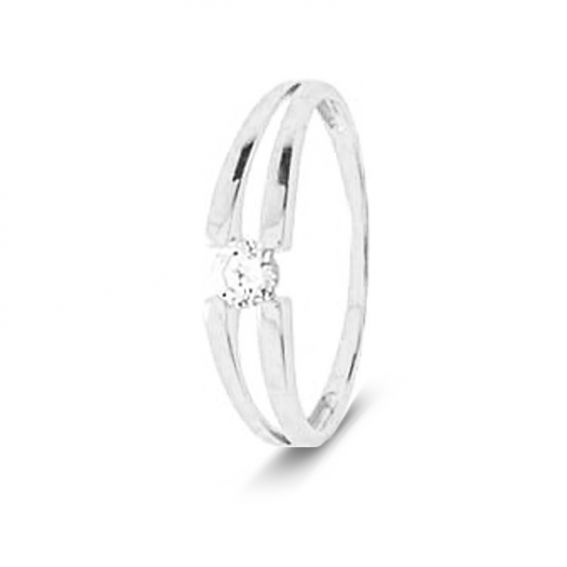 Bijou or et personnalisé 9 carat white lined solitaire ring