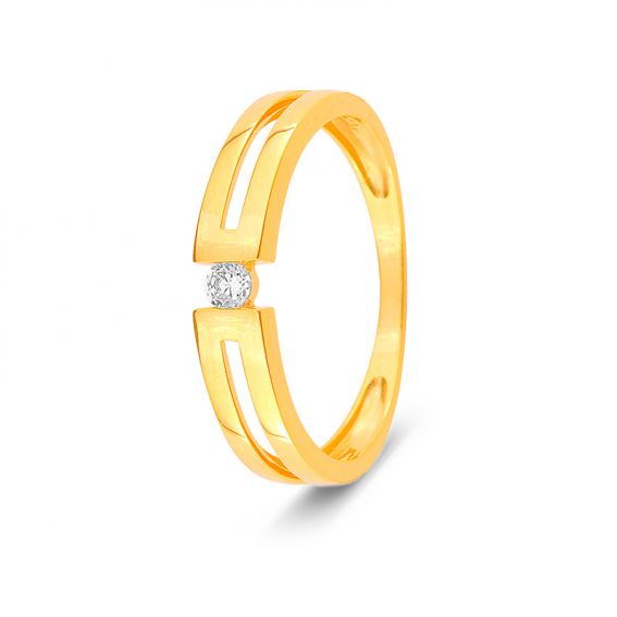 Bijou or et personnalisé 9 carat yellow gold rail solitaire ring