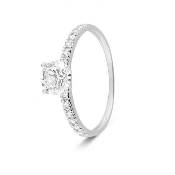 Bijou or et personnalisé 9 carat white solitaire ring