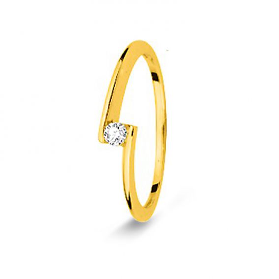 Bijou or et personnalisé solitaire ring you and me yellow gold diamond 9 carats