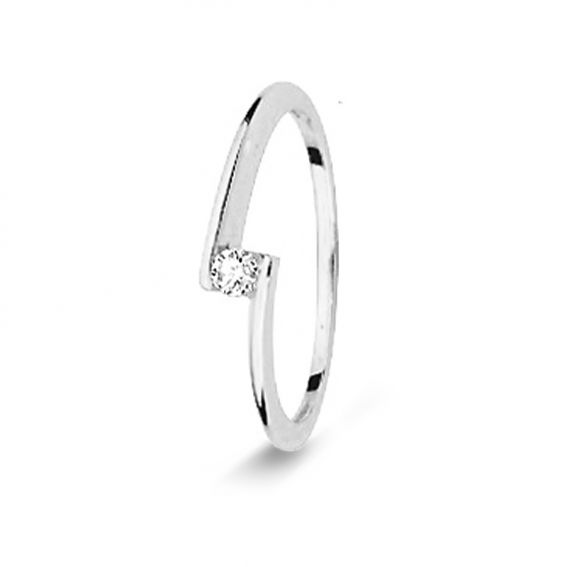 Bijou or et personnalisé solitaire ring you and me white gold diamond 9 carats