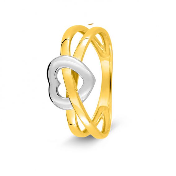 9 karaat twee kolor hartring