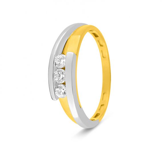 Bijoux or et personnalisé Bague trilogie bicolore or 9 carats