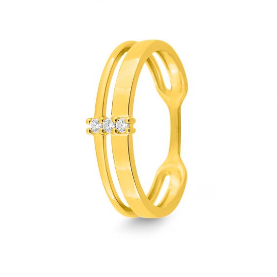 Bijoux or et personnalisé 9 karaat gele dubbele gouden trilogiering