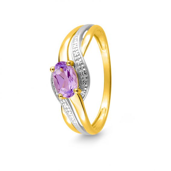 Bijou or et personnalisé Twin tone twin color or 9 carat twaded amethyst ring
