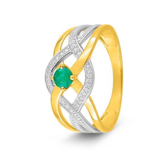 Bijou or et personnalisé Twin tone Twin tone Twisted of 9 karaat Emerald Ring
