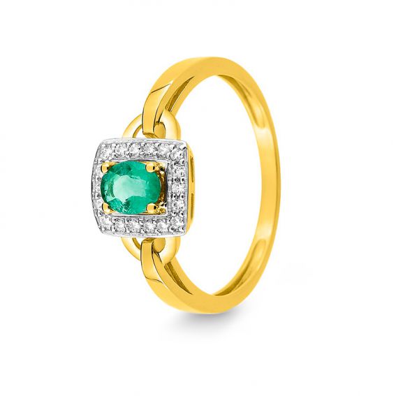 Emerald rectangle ring and...
