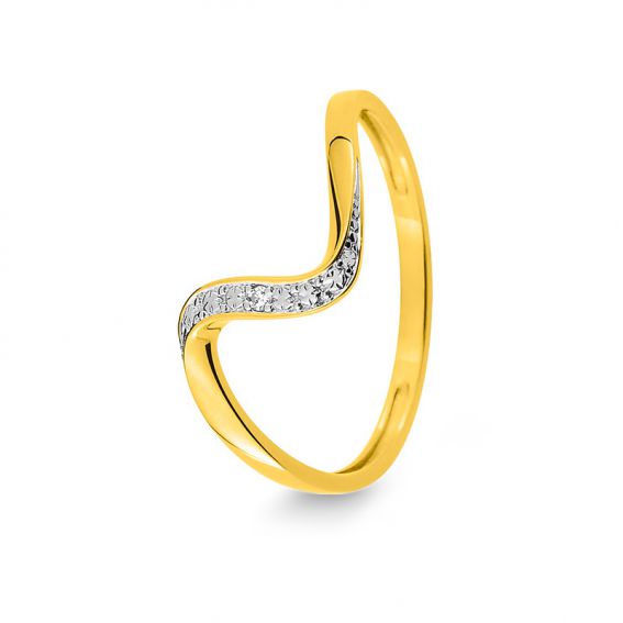 Bijou or et personnalisé 9 carat yellow Diamond Wave Ring