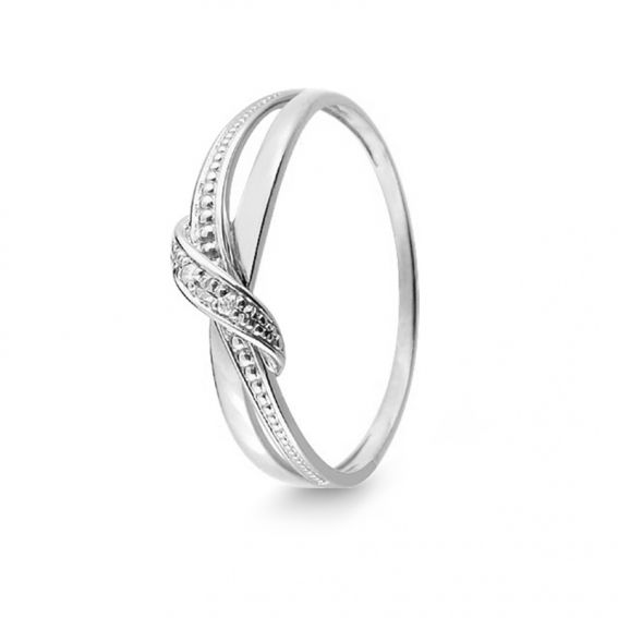 Bijou or et personnalisé 9 carat white knot and diamonds white diamonds