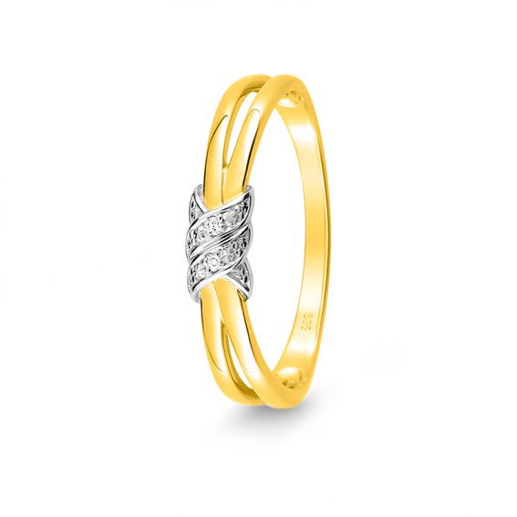 Bijou or et personnalisé 9 karaat gele link en diamanten ring en diamanten