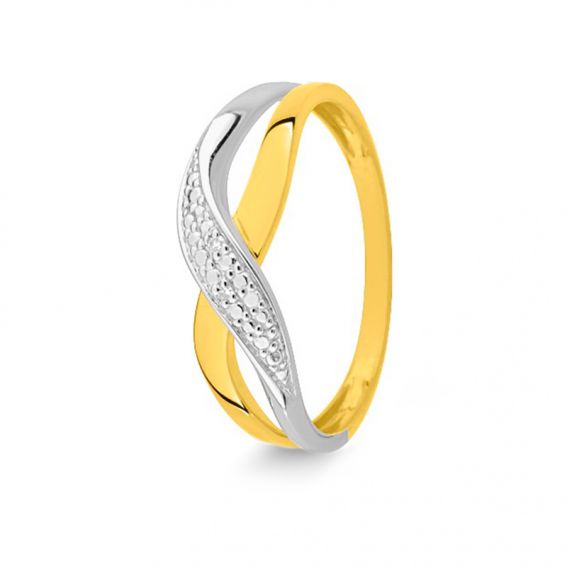 Bijou or et personnalisé 9 carat golden diamond crossed ring
