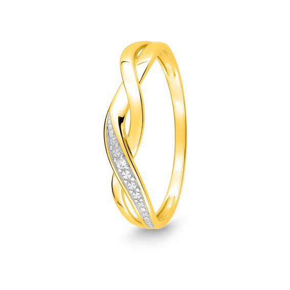 Bijou or et personnalisé 9 carat -yellow rod Entrecroisée diamonds