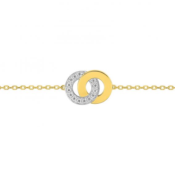 Bijou or et personnalisé Bracelet double cercle avec pierres or jaune 9 carats